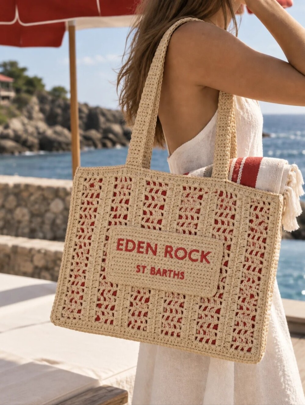 Eden Rock St. Barths Raffia Tote Bag & Pochette Oetker Hotels Boutique NEW $225